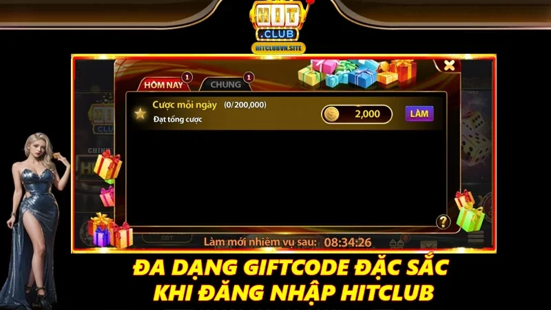 Đa dạng giftcode đặc sắc khi đăng nhập Hitclub