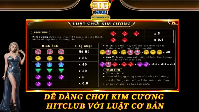 Dễ dàng chơi Kim Cương Hitclub với luật cơ bản