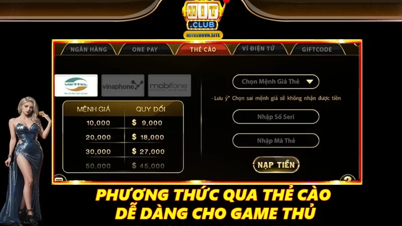 Phương thức qua thẻ cào dễ dàng cho game thủ