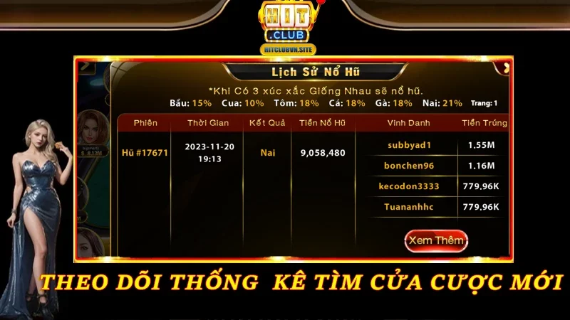 Theo dõi thống  kê tìm cửa cược mới